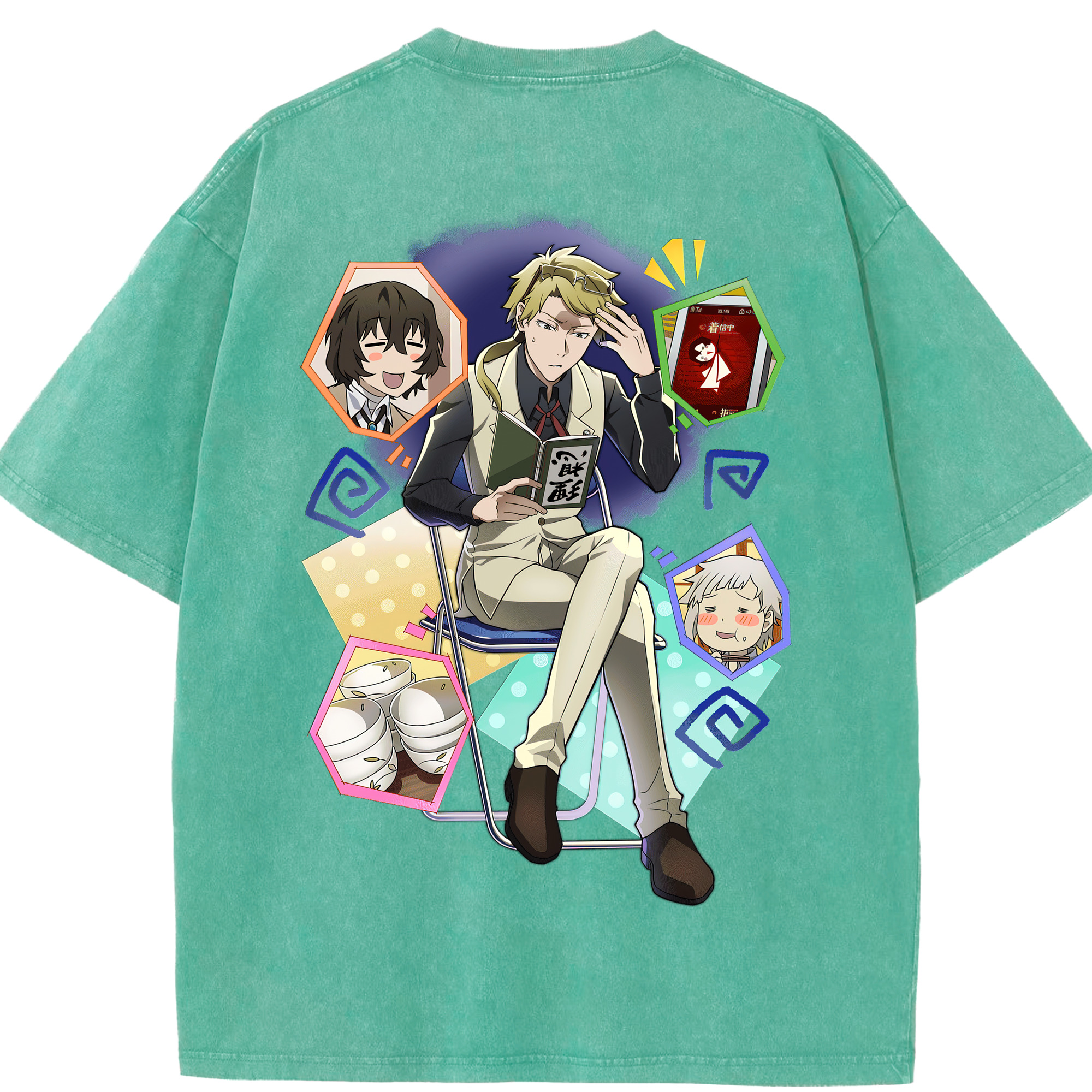 （画像用） 文豪ストレイドッグス Bungo Stray Dogs 綿100% ヴィンテージ風 半袖Tシャツ（背面プリント）